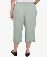 Alfred Dunner Plus Santa Fe Relaxed Crochet Hem Capri Pants