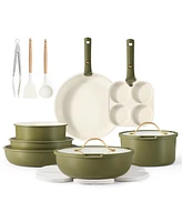 Carote 19pcs Pots and Pans Set Non Stick, Cookware Set with Detachable Handle, Kitchen Cookware Sets with Removable Handle, Oven Safe, Cream White