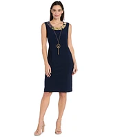 R & M Richards Petite Necklace Sheath Chiffon-Jacket Dress