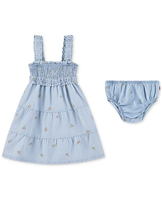 Levi's Baby Girls Babydoll Smocked Floral-Print Dress