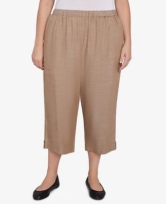Alfred Dunner Plus Summer Solstice Relaxed Button Tab Capri Pants