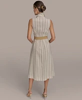 Donna Karan New York Women's Striped Belted Shirt Dress