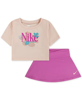 Nike Baby Girls Wild Flower T-Shirt & Dri-fit Scooter, 2 Piece Set