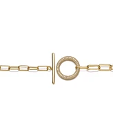 Teens 14K Gold Plated with Cubic Zirconia Double Entwined Cable Chain Bracelet