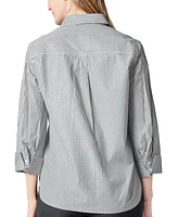 Kasper Women's Gingham Button-Front 2/3-Sleeve Shirt