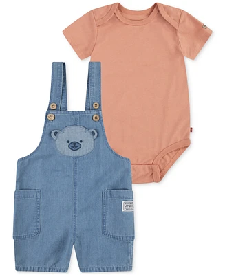 Levi's Baby Boys Bodysuit & Applique Shortalls, 2 Piece Set