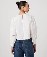 French Connection Women's Alissa Cotton Broiderie Long-Sleeve Top