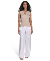 Calvin Klein Women's Sleeveless Collared V-Neck Top