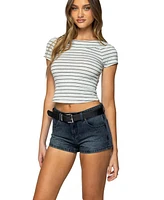Edikted Women's Lihi Striped Boat Neck Top