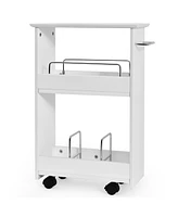 Gymax Slim Rolling Storage Cart 3-Tier Bathroom Cabinet Mobile Shelving Unit w/ Handle