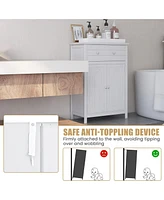 Gymax Bathroom Storage Cabinet Free Standing Large Drawer W/Adjustable Shelf