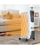 Gymax 1500W Oil Filled Radiator Heater Portable Space Heater w/ 3 Heat Settings