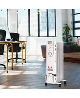Gymax 1500W Oil Filled Radiator Space Heater w/ Adjustable Thermostat Home Office
