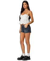 Edikted Women's Siobhan Mid Rise Denim Shorts