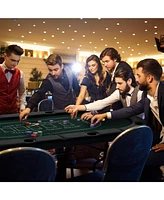 Foldable Poker Table for 8 Players Portable Oval Card Board Game Table