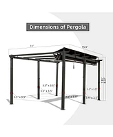 11 X 16 Ft Outdoor Living Retractable Pergola with Weather-Resistant Canopy Aluminum Garden Patio Grill Gazebo for Courtyard