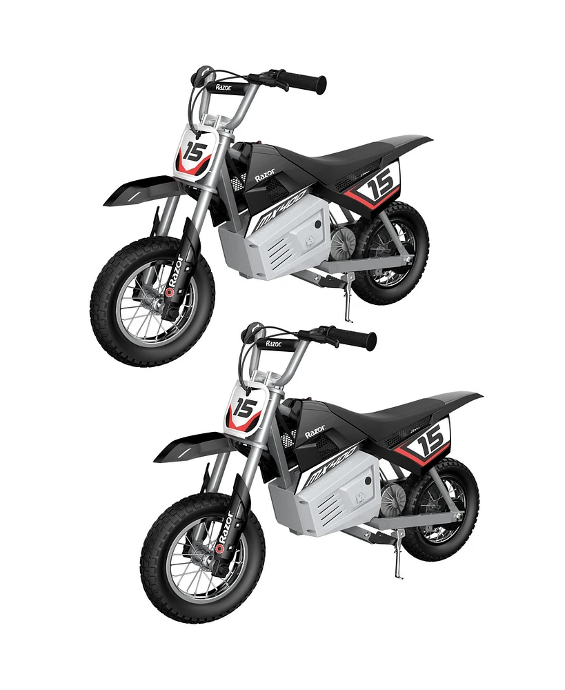 Razor MX400 Dirt Rocket Kids Ride On 24V Electric Toy Motocross Motorcycle Dirt Bike, Speeds up to 14 Mph, Black (2 Pack)