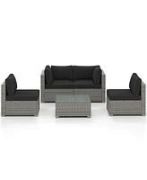 Gymax 10PCS Sectional Sofa Couch Pe Rattan Conversation Set