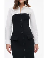 Nocturne Women's Shirt Detail Midi Dress