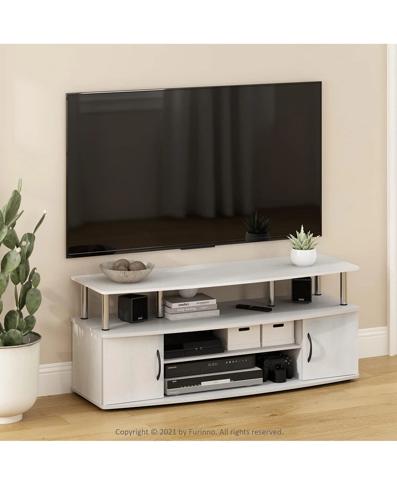 Furinno Modern Tv Stand Media Entertainment Center for Tv's up To 55" w/2-Door Storage Cabinet,White Oak