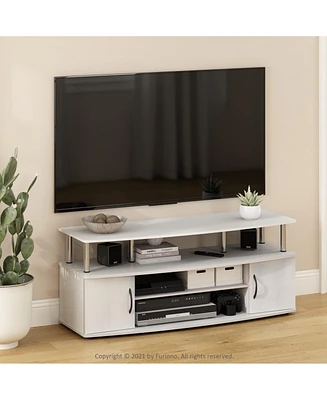 Furinno Modern Tv Stand Media Entertainment Center for Tv's up To 55" w/2-Door Storage Cabinet,White Oak