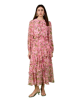 endless rose Women's Floral Print Off Waist Dress