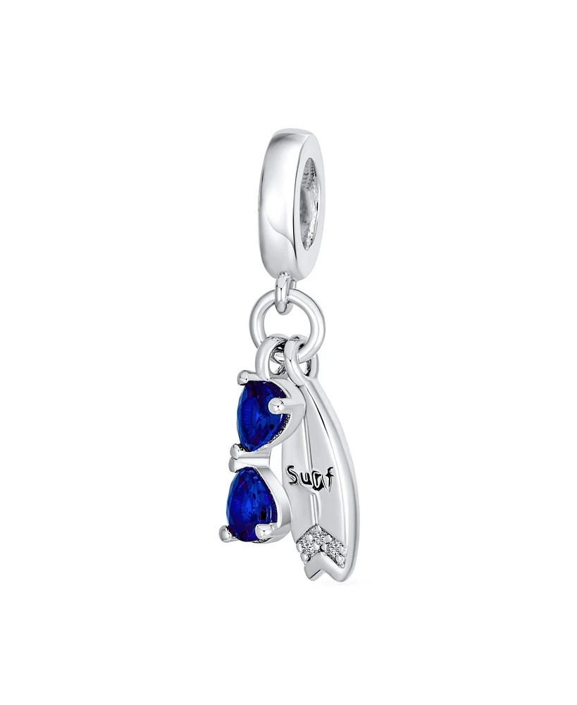 Bling Jewelry Fun Sports Blue Cz Sterling Silver Glass Charm Bead Travel & Beach Adventures