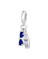 Bling Jewelry Fun Sports Blue Cz Sterling Silver Glass Charm Bead Travel & Beach Adventures