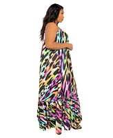 Buxom Couture Plus Size Animal Print Voluminous Maxi Dress