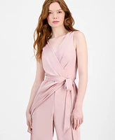 Connected Women's Draped Sleeveless Surplice Jumpsuit