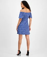 Robbie Bee Women's Printed Off-The-Shoulder Shift Dress