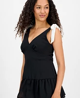 julia jordan Women's V-Neck Tiered-Ruffle-Trim Chiffon Dress