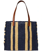 Lauren Ralph Lauren Striped Woven Straw Extra Large Wilow Tote Bag