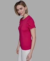 Karl Lagerfeld Paris Women's Tulip-Sleeve Knit Top
