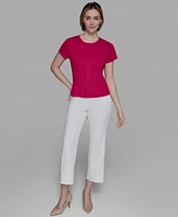 Karl Lagerfeld Paris Women's Pleated Short-Sleeve Blouse