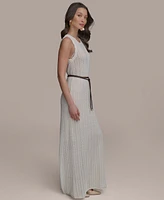 Donna Karan New York Women's Pointelle Knit Belted Dress