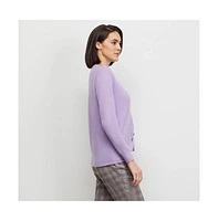 Carlisle Women's Lavender Shirred Cashmere Pullover Sweater Andromeda