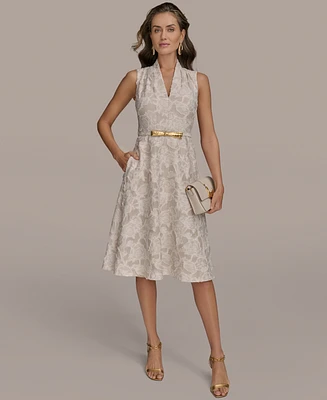 Donna Karan New York Women's Belted Jacquard Dress