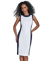 Calvin Klein Women's Colorblocked Sleeveless Scuba Sheath Dress