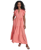 Calvin Klein Women's Split-Neck Tiered Maxi Dress
