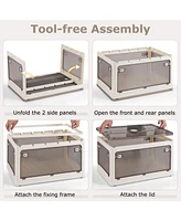 3-Piece Stackable Organizer Bins with Lids – Easy Access Storage with 5 Opening Styles for Home or Office