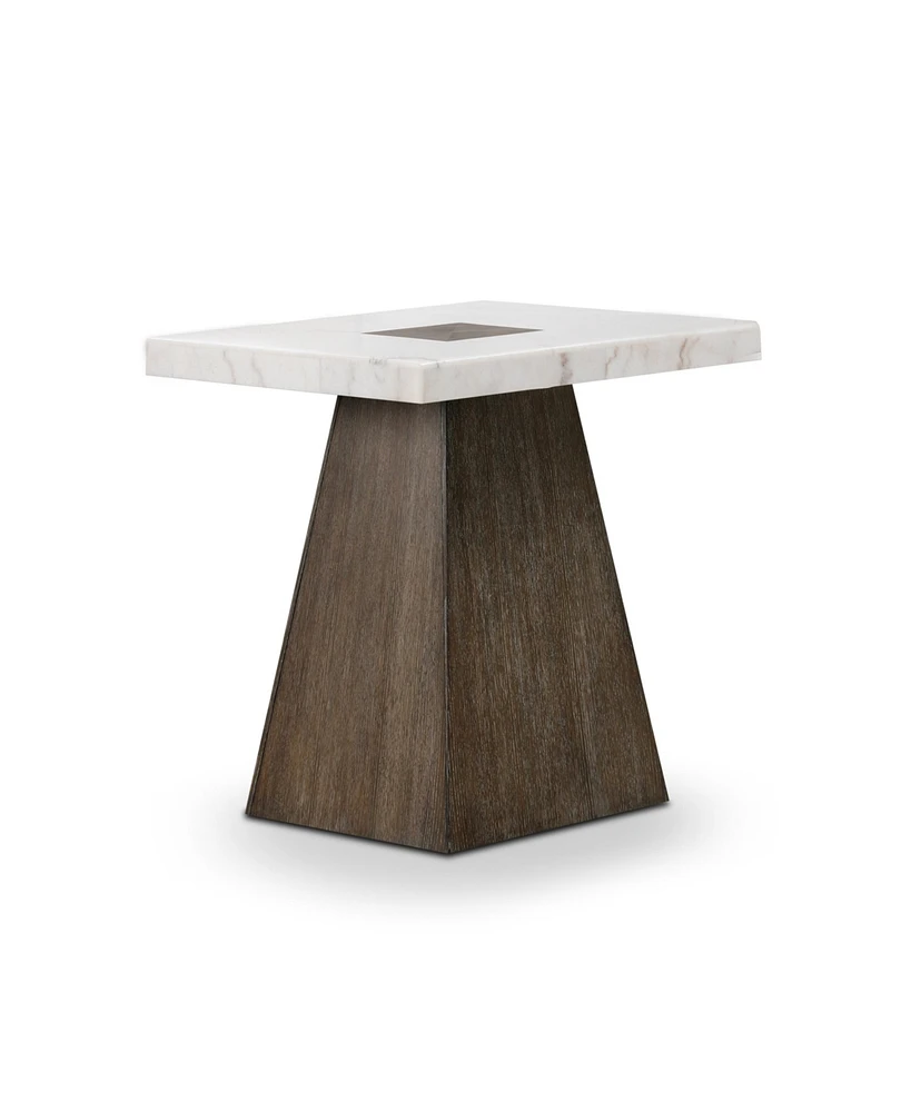 Furniture of America 24.5" Marble Evangeline Genuine Top Square End Table