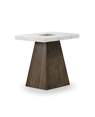 Furniture of America 24.5" Marble Evangeline Genuine Top Square End Table