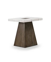 Furniture of America 24.5" Marble Evangeline Genuine Top Square End Table