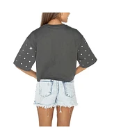 Gameday Couture Women's Gray Michigan Wolverines Go Time Rhinestone Crop T-Shirt