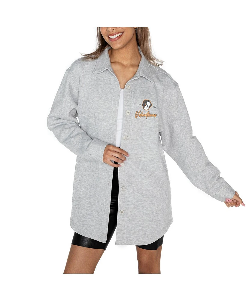 Gameday Couture Women's Ash Tennessee Volunteers Foundation Full-Button Long Sleeve Overshirt