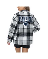 Gameday Couture Women's Grey Penn State Nittany Lions Long Sleeve Brushed Plaid Button-Up Overshirt Jacket