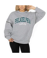 Gameday Couture Women's Ash Philadelphia Eagles Rhinestone Drop Shoulder Oversized Fleece Pullover Sweatshirt