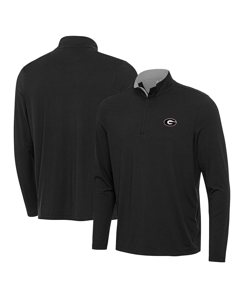 Antigua Men's Heather Gray Georgia Bulldogs Content Quarter-Zip Pullover Top