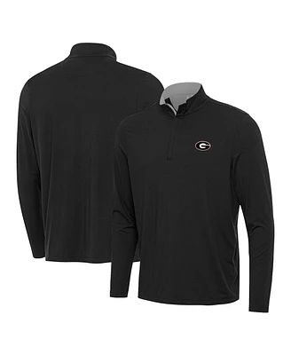 Antigua Men's Heather Gray Georgia Bulldogs Content Quarter-Zip Pullover Top